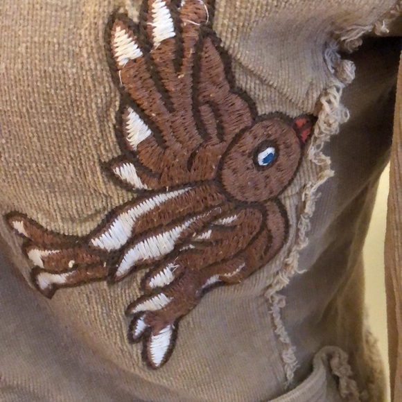 🔆 Wet Seal Corduroy embroidered bohemian fringe snap close eyelet lined jacket - Picture 4 of 16